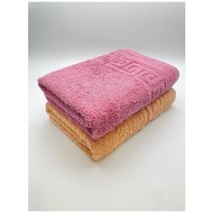 Полотенца махровые 70х140 комплект из 2 шт. "Банная пара сирень+каппучино" Ashgabat Dokma Toplumy