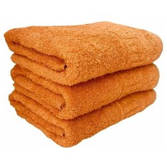 Полотенца махровые для лица 50х90, комплект из 3 шт. "Оранжевый" Ashgabat Dokma Toplumy