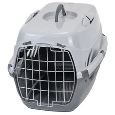 Переноска пластикова PetTails с металлической дверцей (до 9кг) 43 х 29 х 27,5см (сер.низ/сер.верх)