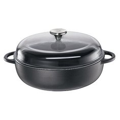 Сотейник со стеклянной крышкой PROVENCE от KUECHENPROFI, d-24 см, h-6,5 см, 2,5 л, черный, эмалированный чугун Kuchenprofi