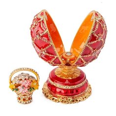 Шкатулка яйцо фаберже S-4990B красный Ismat Decor