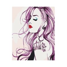 Картина по номерам Цветной «Девушка с татуировкой» (холст на подрамнике, 50х40 см)