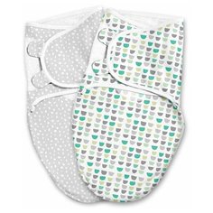 Конверт на липучке Summer Infant Swaddleme Luxe With Easy Change, размер S/M, (2 шт.), серый/зеленые точки 58763