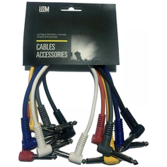 Набор кабелей -патчей, коннекторы 6.3мм. (моно, угловые), 6 штук длиной 30см LEEM