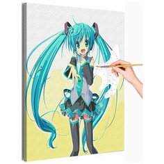 Хацунэ Мику Раскраска картина по номерам на холсте с неоновыми красками