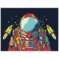 Космонавт и ракеты Раскраска картина по номерам на холсте с неоновыми красками