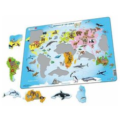 Пазл Larsen «Карта мира с животными», русский, 28 эл.