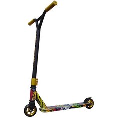 Детский трюковой самокат YEZZ StartUp MS-155, граффити желтый