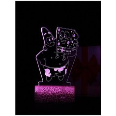 Светодиодный ночник PALMEXX 3D светильник LED RGB 7 цветов (спанч боб и патрик)
