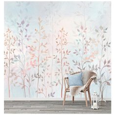 N01303 Фотообои Флизелиновые с виниловым покрытием Природа Акварель "Листья" 300х270 см Barton Wallpapers