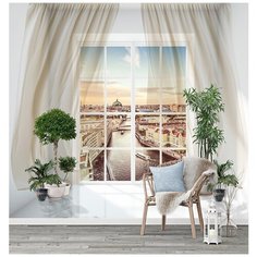 U26303 Фотообои Флизелиновые с виниловым покрытием Города "Окно в город" 300х270 см Barton Wallpapers