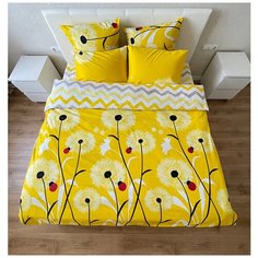 Комплект постельного белья из фланели ADT Одуванчик, двуспальный, наволочки 70*70 см Ashgabat Dokma Toplumy