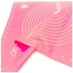 Профессиональный Силиконовый Коврик Для Выпечки и Раскатки Теста, с Разметкой, Розовый, 70х70 см Libra Plast