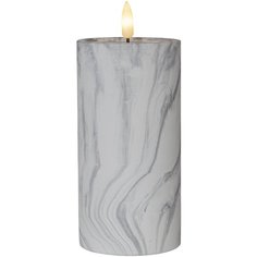 Свеча светодиодная с 3D пламенем FLAMME MARBLE, высота 17,5 см, с таймером, мраморная Star Trading