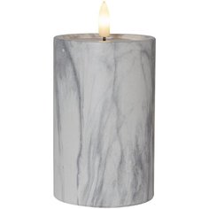 Свеча светодиодная с 3D пламенем FLAMME MARBLE, высота 15 см, с таймером, мраморная Star Trading