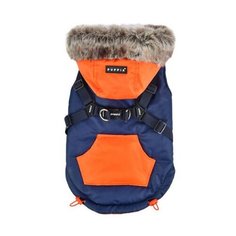 Жилет для собак утепленный с капюшоном и шлейкой PUPPIA "Orson", синий, S, 22см (Южная Корея)