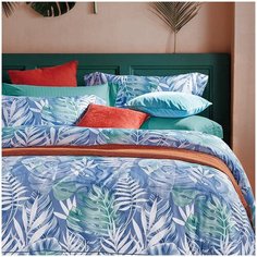 Комплект постельного белья Мако-сатин с модалом 741 Хлопок 65%/Модал 35%, Евро, Голубой Tana