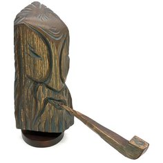 Кезер Интерьерная скульптура "Талисман мудрости "Сартакпай" большой", 32-42 см., (кедр, кожа, ручная работа)