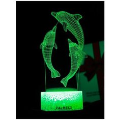 Светодиодный ночник PALMEXX 3D светильник LED RGB 7 цветов (дельфины) LAMP-046
