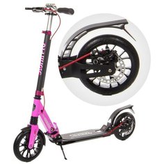 Городской самокат Micar Storm Pro 2021 с ручным дисковым тормозом чёрно-розовый