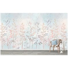 N01305 Фотообои Флизелиновые с виниловым покрытием Природа Акварель "Листья" 500х270 см Barton Wallpapers