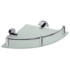 Угловая стеклянная полочка X-ROUND с бортиком, 250x70x250 мм, хром, Sapho