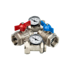 Комплект Stout SMS-1000-030001 1” прямых шаровых кранов с термометрами