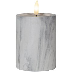 Свеча светодиодная с 3D пламенем FLAMME MARBLE, высота 12,5 см, с таймером, мраморная Star Trading