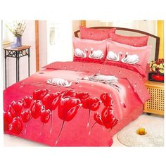 Постельное белье люкс-сатин KUGU красный евро, Le vele