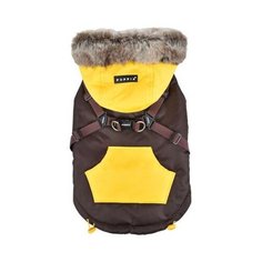 Жилет для собак утепленный с капюшоном и шлейкой PUPPIA "Orson", коричневый, S, 22см (Южная Корея)