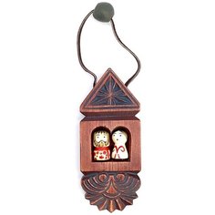 Кезер Интерьерное панно "Оберег дома "Лары малые", 9,5 см. (кедр, кожа, ручная работа)