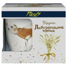 Кружка PrioritY костяной фарфор в подарочной коробке "Теленок" коллекция «Наглая рыжая морда» 350 мл.