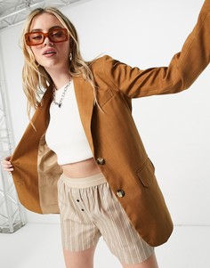 Коричневый однобортный блейзер Topshop-Коричневый цвет