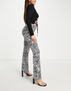 Расклешенные трикотажные брюки в стиле 00-х с принтом зебра ASOS DESIGN-Разноцветный