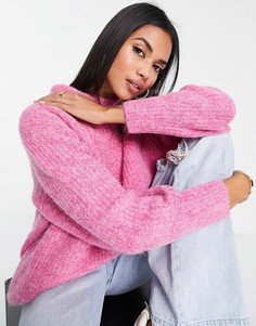 Розовый oversized-джемпер в рубчик из премиум-пряжи ASOS DESIGN-Розовый цвет