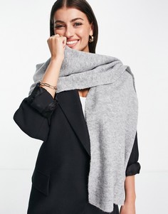 Серый вязаный шарф в рубчик ASOS DESIGN