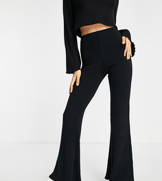 Черные расклешенные леггинсы в рубчик New Look Petite-Черный цвет