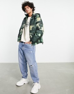 Дутая стеганая куртка с камуфляжным принтом зеленого цвета Armani Exchange-Зеленый цвет