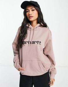 Телесно-розовое свободное худи с логотипом на груди Carhartt WIP-Светло-бежевый цвет