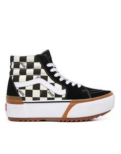 Черно-белые высокие кроссовки в шахматную клетку Vans SK8-Hi Stacked-Черный цвет