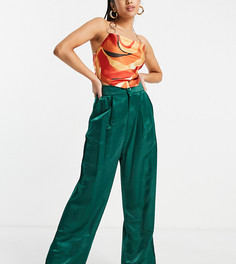 Зеленые атласные брюки Stradivarius Petite-Зеленый цвет
