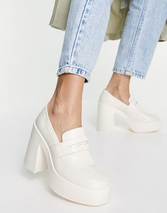 Белые лоферы на массивном высоком каблуке ASOS DESIGN Profile-Белый