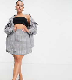 Мини-юбка от комплекта в монохромную клетку ASOS DESIGN Curve-Разноцветный