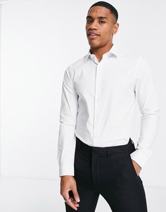 Белая эластичная рубашка с длинными рукавами Topman-Белый