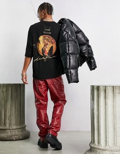 Черная футболка из вискозы в стиле oversized с принтом рисунка на спине ASOS Dark Future-Черный цвет