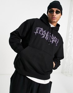 Черный oversized-худи с вышивкой Weekday-Черный цвет