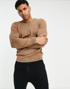 Джемпер с круглым вырезом BOSS Business Leno-p-Светло-бежевый цвет