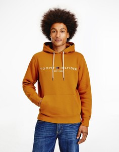 Золотистый худи с вышитым логотипом-флагом Tommy Hilfiger