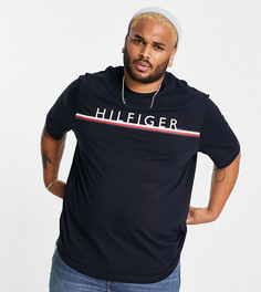 Темно-синяя футболка с логотипом в полоску Tommy Hilfiger Big & Tall Corp-Темно-синий