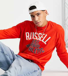Красный лонгслив с круглым вырезом Russell Athletic Plus